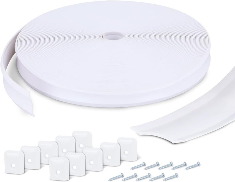 SoCiMa 7/8" RV Trim Molding Insert with Flat Metal End Caps, RV Screw Cover Trim, Vinyl RV Corner Molding, Weather Stripping Roof Gutter Trim Exterior for RV Camper Travel Trailer (White, 100FT - 7/8") - Image 1